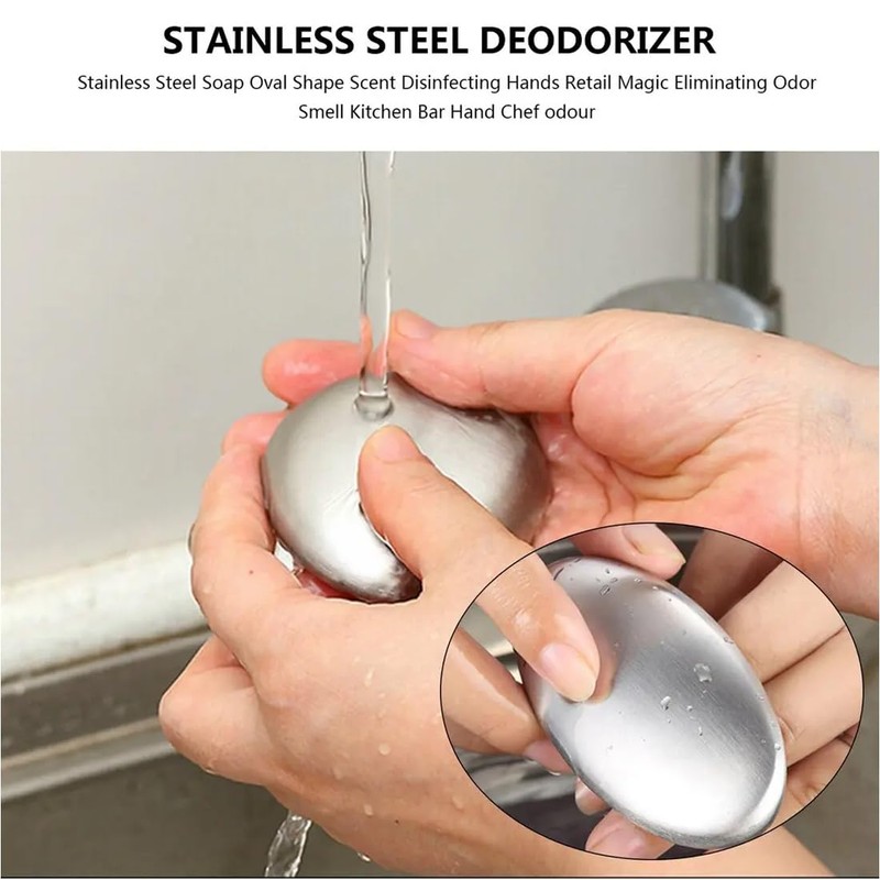 OUDQFCJ 2 x Odour-Neutralising Brushed Stainless Steel Soap for Eliminating