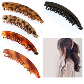 Banana Clips Hair Clincher Combs for Women Thick Fine Hair Fishtail Hair Bannana Clips Ponytail Holder Accessories for Women Girls Hair Fish Clip Banana Barrettes 5 Pcs