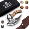 Chigoza Handmade Carbon Steel Pizza Cutter | Viking-Inspired Pizza Slicer