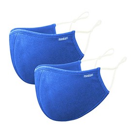 Maskari Maskari Royal Blue Reusable Face Mask | Washable | 3 Layer Face Masks | Adjustable Earloops | HeiQ Viroblock | Breathable | Ideal for women and teens | Pro 2 Pack, Medium