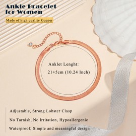 Loutade Silver Anklet for Women, 21 + 5 cm Adjustable Anklets for Women, Summer Barefoot Beach Silver Anklet on the Ankle, Summer Anklet Bracelet Foot Jewellery Gift for Mum / Girls, Stone