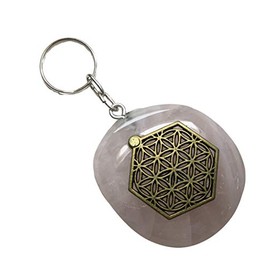 Krio® Key Ring – Rose Quartz/Accessory With The Flower Of Life Application