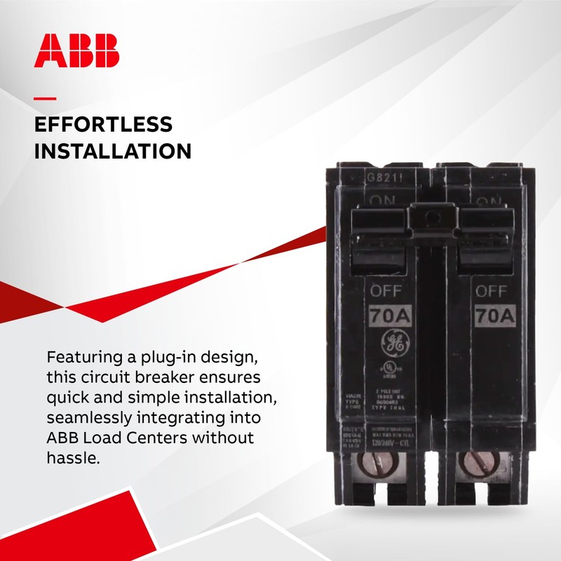 ABB THQL2170 70A DP Circuit Breaker • 70 A, 2-Pole,