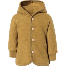 Engel Wool Fleece Baby Jacket with Hood (Babyjacke Fleece Schurwolle) - Saffron melange, size: 86-92