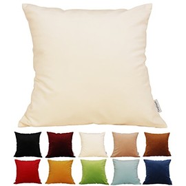 TangDepot Solid Velvet Throw Pillow Cover/Euro Sham/Cushion Sham, Super Luxury Soft Pillow Cases, Many Color & Size Options - (20"x20", Cream White)