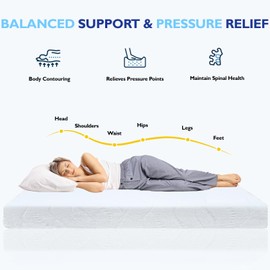 Irvine Home Collection Twin Size 10-Inch, Gel Memory Foam Mattress, Medium Firm Feel, Breathable, Cool Sleep and Pressure Relief, CertiPUR-US Certified, Temperature Balanced