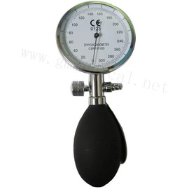 Hand-held Aneroid Sphygmomanometer with Pressure Inflation Bulb.