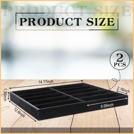 Batiyeer Sunglasses Organizer Storage Tray 10 Grids Eyewear Watch Holder Display Stackable Ice Velvet Tray Women(Black,2 Pcs)