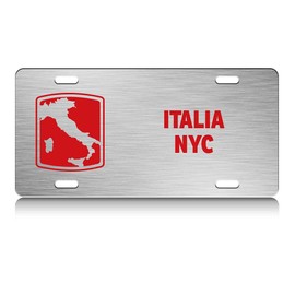 Press Fans - Italia NYC Italy Map S.Steel Car SUV Truck License Plate Decorative Tag Chrome-D#z9