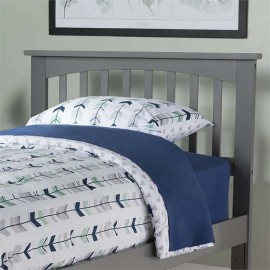AFI Mission Twin Wood Headboard with USB Charging Station in Grey