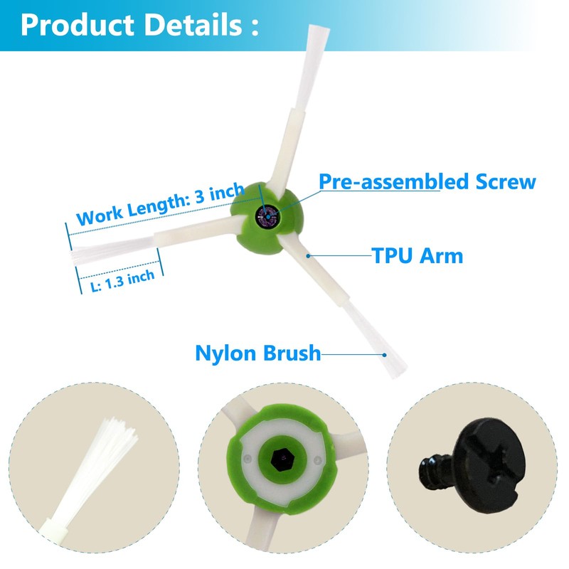 Side Brush Replacement for iRobot Roomba i1 i3 i3+ i4