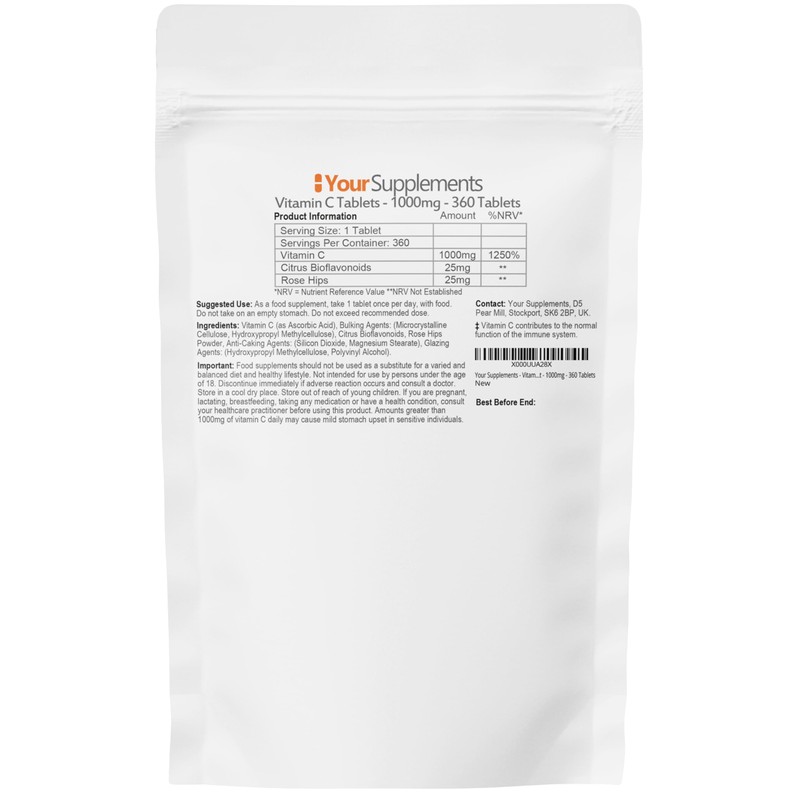 Vitamin C Tablets 1000mg | 360 Slow Release Tablets |