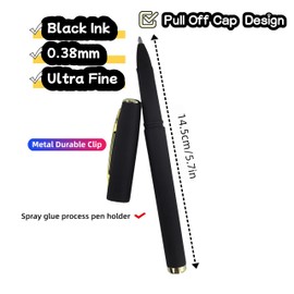 Fengtaiyuan 038P18, Black Gel Ink Rollerball Pens - Comfortable Non-Slip Grip, Black Ink, Ultra Fine, 0.38mm, Quick-Drying Ink, 18-Piece Box (038P18)
