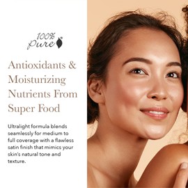 100% PURE 2nd Skin Lightweight Serum Foundation Anti-Aging Face Makeup - Blendable Coverage Liquid Hydration Boost for Soft Plumped Up Glow, Vegan Shade 3 (Warm w/Yellow Undertone) - 1.18 Fl Oz