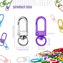 Colorful Metal Lobster Claw Clasps Swivel Lanyards Trigger Snap Hooks Strap with Key Rings DIY Accessories for Bag Key Chains Connector Jewelry Making, 12 Colors(36 Pieces)