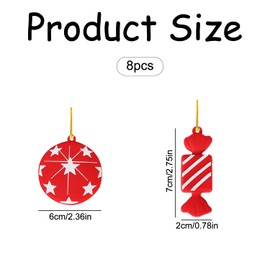 Rumyve 8pcs Candy Cane Lollipop Christmas Tree Decorations,Christmas Hanging Ornament,Christmas Tree Ornament for Xmas Holiday Party (Style C)