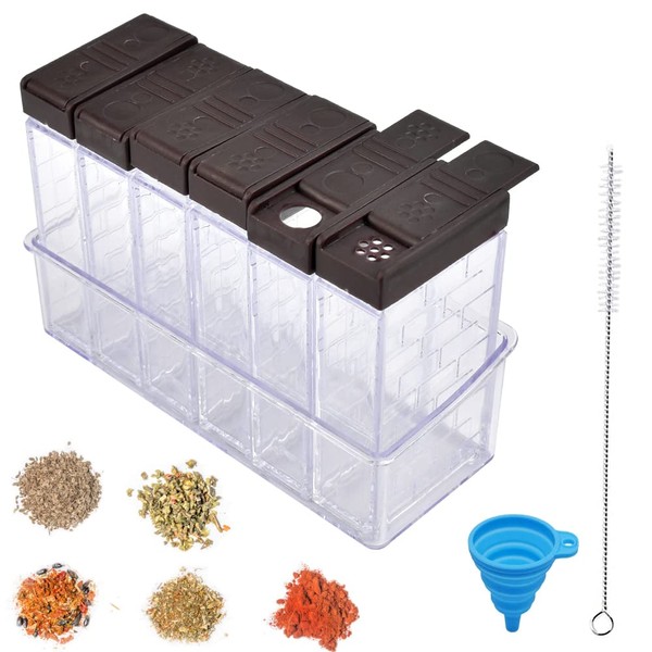 SCHYIDA Set of 6 Spice Shakers Plastic Spice Jars Set
