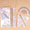 UNTERING 4pcs/Set Kawaii Cartoon Straight Triangle Ruler Protractor Drafting Drawing