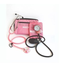 Homecare | Kit Baumanómetro Con Estetoscopio Dúplex Rosa + REGALO SALUD 360