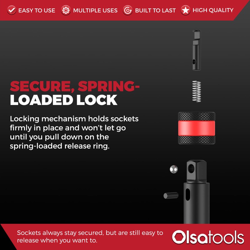 Olsa Tools Locking Impact Socket Bar | 1/2" Drive, 12"