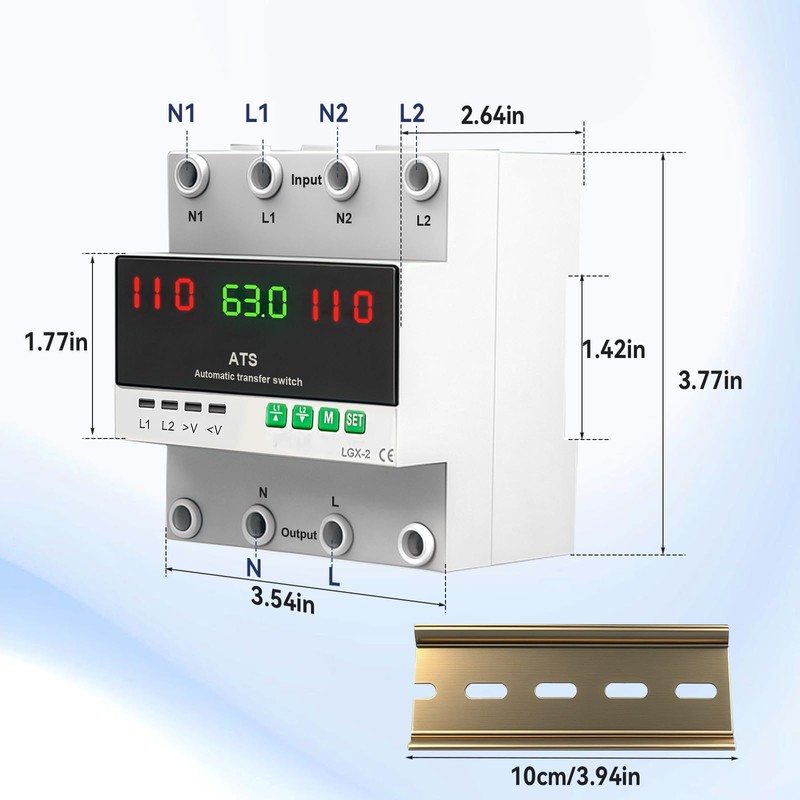 63A 110V Automatic Transfer Switch 50/60Hz Dual Power L1 Priority