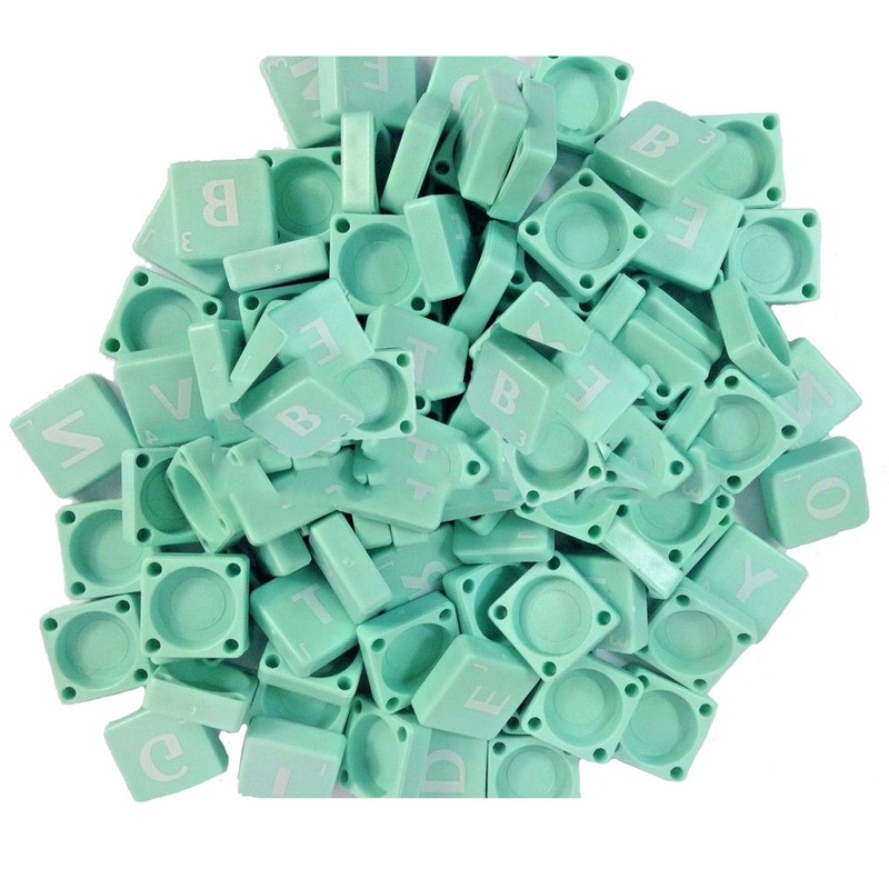 Trimming Shop Light Green Plastic Tiles with White Letters &
