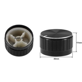 sourcing map 30x17mm Aluminium Alloy Potentiometer Volume Control Rotary Knob Knurled Shaft Hole Black,for 6mm Diameter Shaft Guitar Volume Knob.