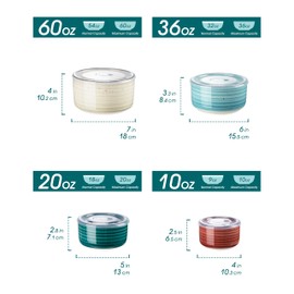 vancasso Ceramic Serving Bowls With Lids Set of 4, Airtight Nesting Bowls for Food Storage, Meal Prep, Leftovers, Microwave and Dishwasher Safe, 60/36/20/10 oz