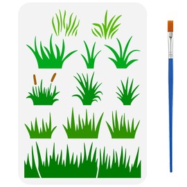 FINGERINSPIRE Grassland Stencil with Paint Brush 8.3x11.7inch Reusable The Grass Drawing Template Plants Theme Grass Pattern Stencil for Painting on Wall Wood Furniture DIY Home Decoration