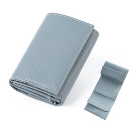 imeetu Mini Wallet, Trifold Wallet, Small, Travel Wallet, Women's, Men's, Genuine Leather, Coin Purse Included, Michi, Genuine Leather, Lightweight, Compact, Easy to Use, smoke blue