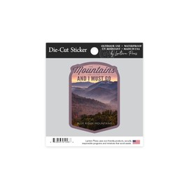 Die Cut Sticker Blue Ridge Mountains, John Muir, The Mountains are Calling, Sunset, Contour Press Vinyl Sticker 1 to 3 inches (Waterproof Decal for Cars, Water Bottles, Laptops, Coolers), Small