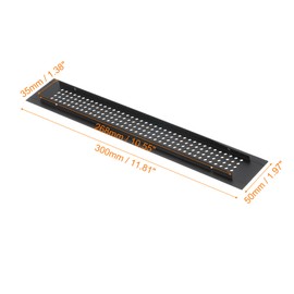 sourcing map Air Vents Cover, 1Pcs 300 x 50mm Aluminum Alloy Rectangle Air Return Vent Cover with Screw, Ventilation Grille Decorative Covers for Door Cupboard Wardrobe Shoes Cabinet (Black)