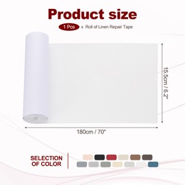 PATIKIL 70x6.2 Inch Linen Repair Tape, Repair Fabric Patch Self Adhesive Couch Patch Line Repair Patch for Furniture Sofa Car Seats Office Chairs, White