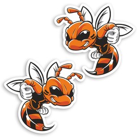 2 x 10cm Angry Wasp Vinyl Stickers - Hornet Bee Cartoon Sticker #70596