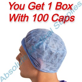 Medline *100-Pack* Medline Premium Surgical Cap Elastic Back Blue NON61950