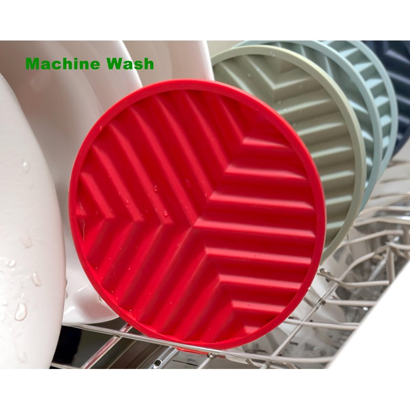 8-Pack Red Silicone Coasters with Holder, Non-Slip Rubber Coasters for