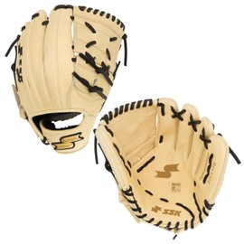 SSK Z7 Specialist Infield Baseball Glove – 11.25” - 11.5” - 11.75” - 12” – 12.25” – Right & Left Hand Throw (Camel/Black - Two-Piece Pitcher's Web, 11.75" - Left Hand Throw)