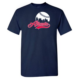ATL Baseball Skyline Fans T-Shirt (2XL) Navy