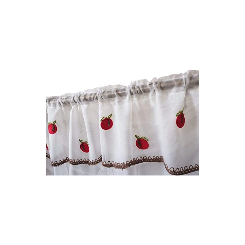 Householdfurnishing Embroidered Kitchen Window Pair Curtains Set Rod Pocket with