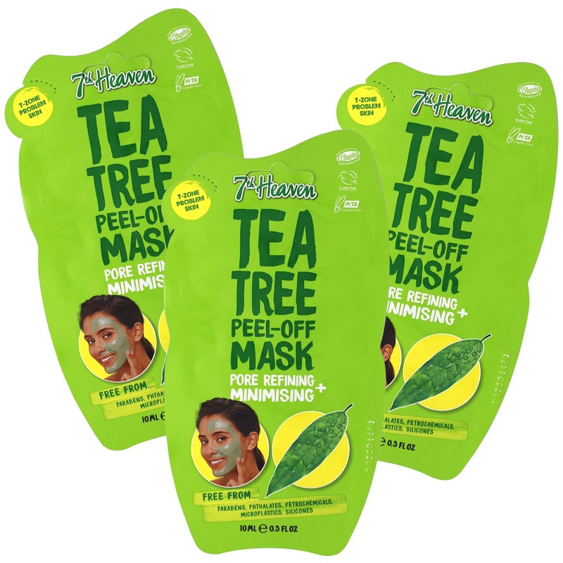 7th Heaven Tea Tree Easy Peel-Off Face Mask, Parabens Free,