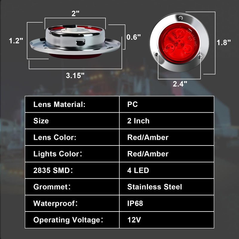 Wodvyss 10-Pack (5 Amber + 5 Red) 2" 4 LED