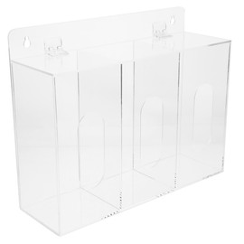 iplusmile Face Mask Dispenser 3 Grid Acrylic Glove Box Holder Wall Mount or Tabletop Clear Storage Container for Face Masks Gloves Transparent