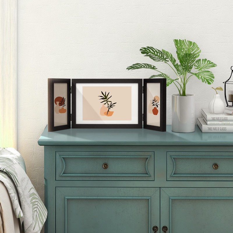Sonefreiy Picture Frame 5x7 4x6 Multi Black Trifold 3 Photo