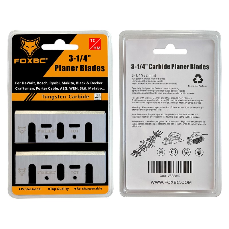 FOXBC 3-1/4 Inch 82mm TCT Carbide Planer Blades Replacement For