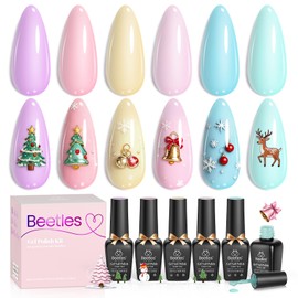 Beetles Pastel Gel Polish Set - 6 Colors Pink Yellow Blue Green Purple Soak Off Nail UV Lamp Gel Nail Kits Decorations Nail Art Gifts