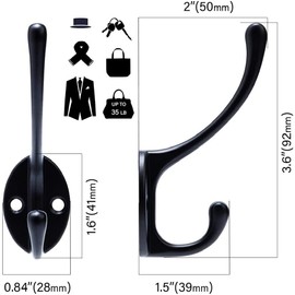 Bosdontek 10 Pcs Modern Coat Hooks Wall Hooks Clothes Hat Hooks Robe Hooks Wall Mounted Hook for Aisle Entryway Garage (Black)