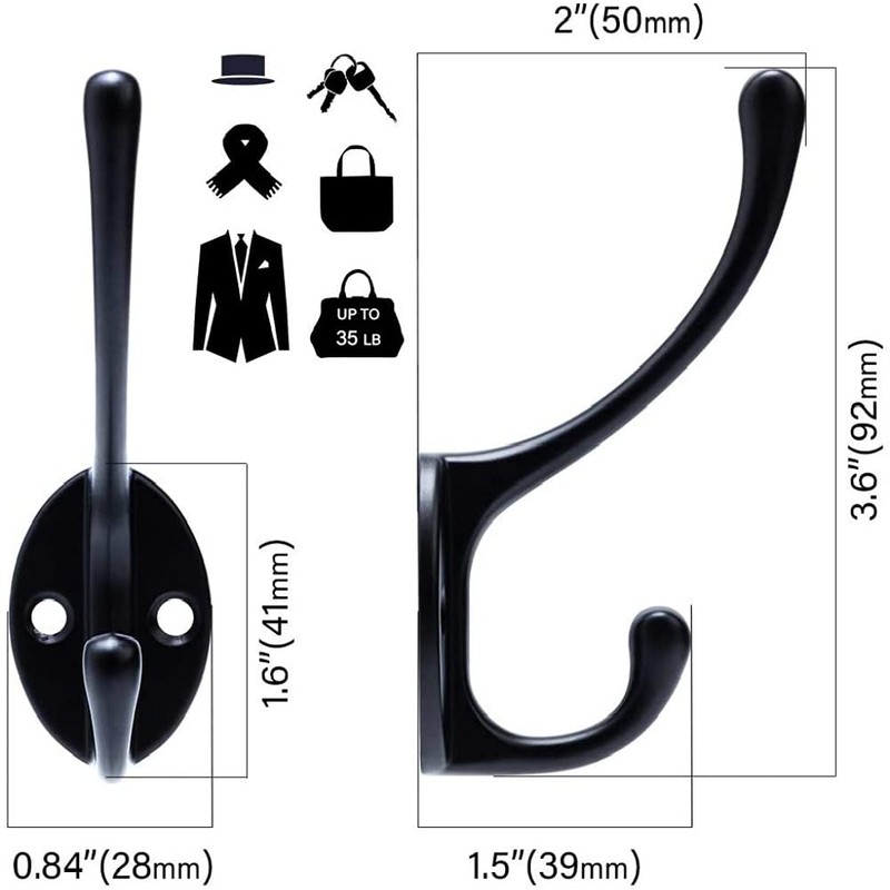 Bosdontek 10 Pcs Modern Coat Hooks Wall Hooks Clothes Hat