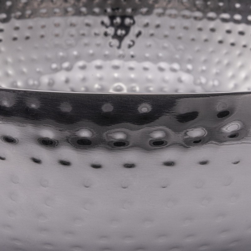 Creative Co-Op Round Hammered Metal Bowl, Oxidized Silver