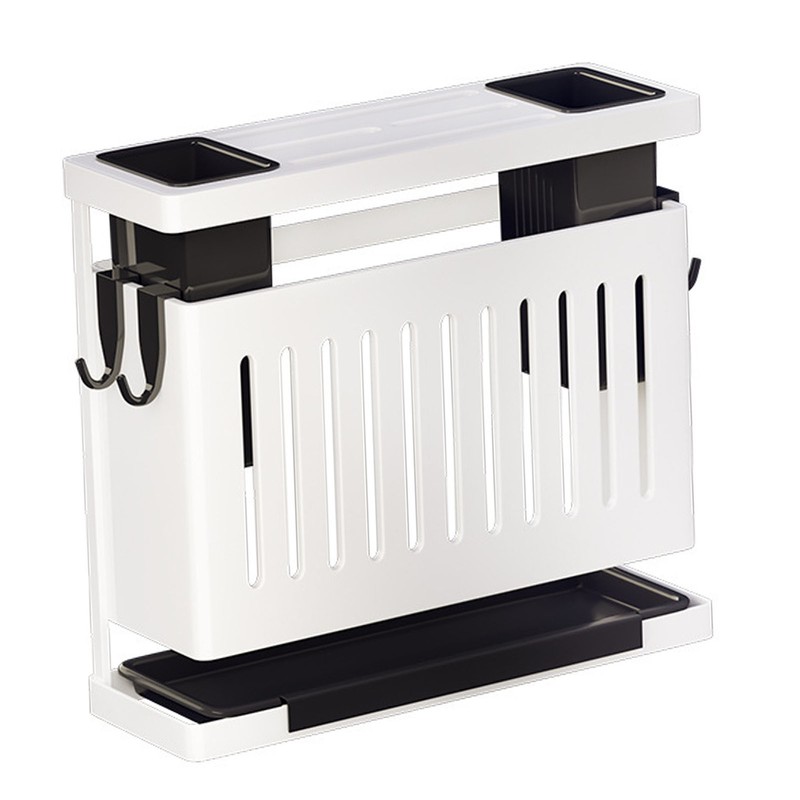 Kitchen Knives Chopstick Rack with Draining Tray Wall Mounted Multifunctional