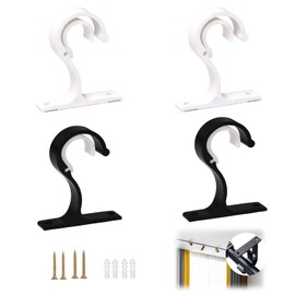 Yuqilin 4 pieces curtain rod bracket, curtain rod holder, adjustable curtain accessories with screws, for curtain rods with a diameter of 25-28 mm